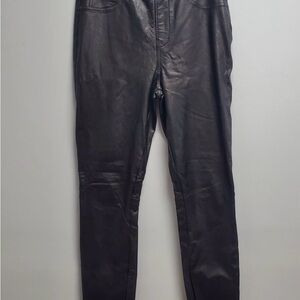 SPANX Black Faux Leather Five-Pocket Skinny Pants